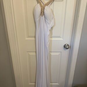 Elegant White Gown with Gold Accents